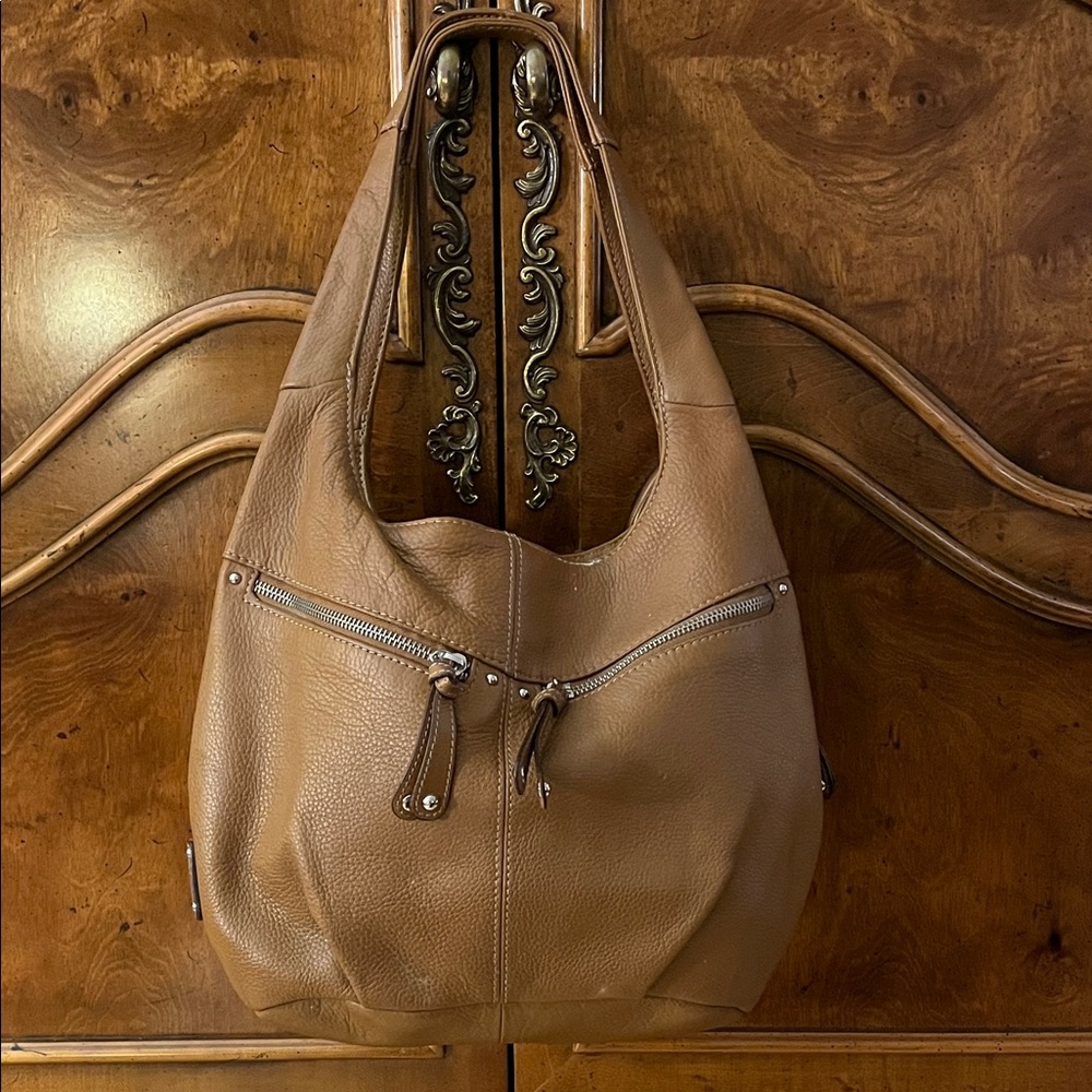Pebbled leather Tignanello Hobo Carmel brown